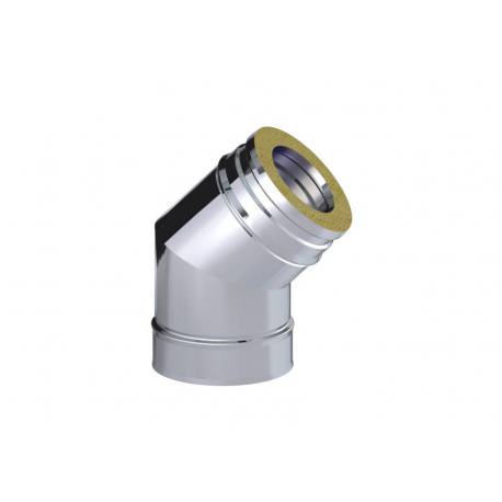 Codo 45 grados tubería aislada inox Dinak DW Pellets 040 Aisi 316L-304