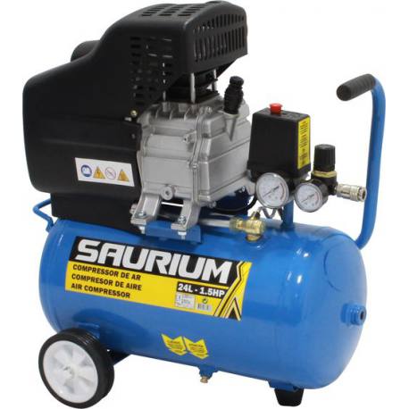 Compresor de aire monofásico Saurium 1.5 Hp 24 Lt 8 bar 138 L/Min