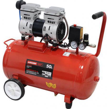 Compresor de aire silencioso Mader Power 1.0 Hp 50 Lt 102 L/min