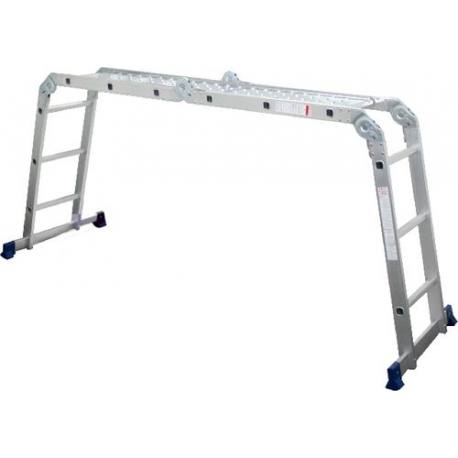 Escalera de aluminio articulable multifuncón con plataforma 3x4 peldaños