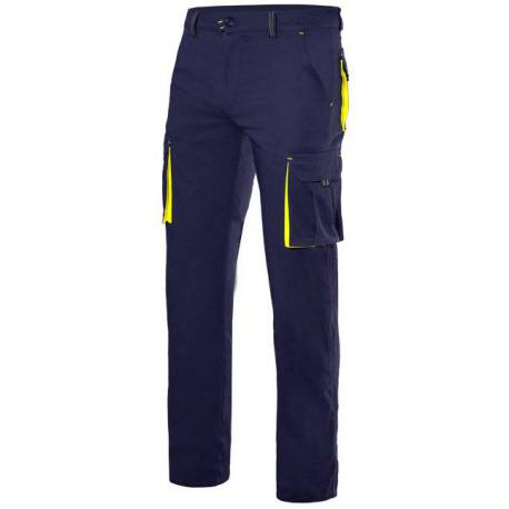 Pantalón de trabajo multibolsillos Velilla Stretch azul amarillo