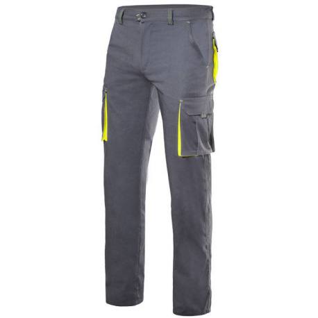 Pantalón de trabajo multibolsillos Velilla Stretch gris amarillo