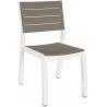 Silla de jardín en aluminio lacado blanco y madera oscura Keter Harmony