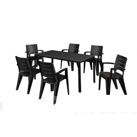 Set de mesa de jardín con 6 sillas Idea California Plus antracita