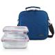 Bolsa Lunchbag azul + herméticos cristal