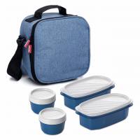 Bolsa porta alimentos azul + 4 herméticos