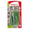 Taco universal UX Green 8 x 50 R S con alcayata, gancho y hembrilla Fischer - 10 Unidades