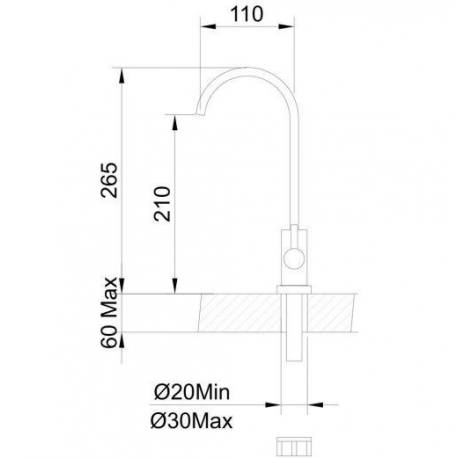 Grifo fregadero monomando para osmosis cromado