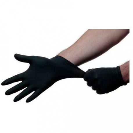 Guantes de nitrilo desechables negros sin polvo 100 uds