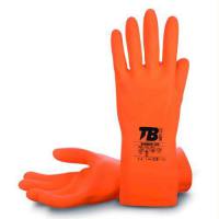 Guantes de latex natural flocado naranja 10 uds