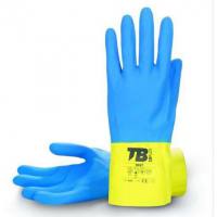 Guantes de latex flocado azul y amarillo 10 uds