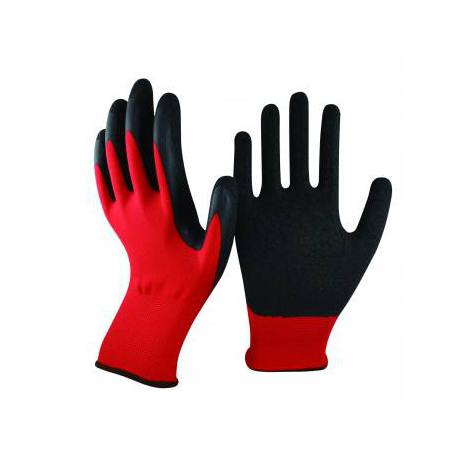 Guantes de latex rojos rugosos 12 unidades