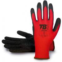 Guantes de poliester sin costuras latex rojo en palma