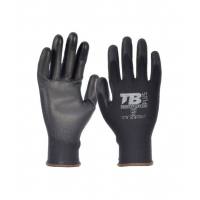 Guantes de poliester sin costuras negro 10 uds