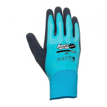 Guante nylon con doble recubrimiento de latex azul