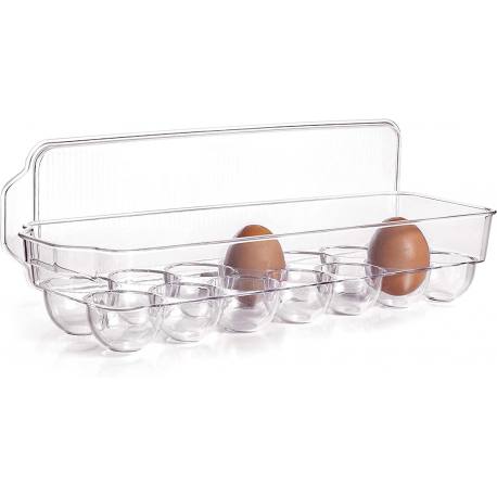 Huevera de plástico 14 huevos transparente 11,5 x 37 cm