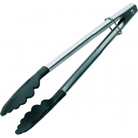 Pinza de silicona negra 24 cm inoxidable