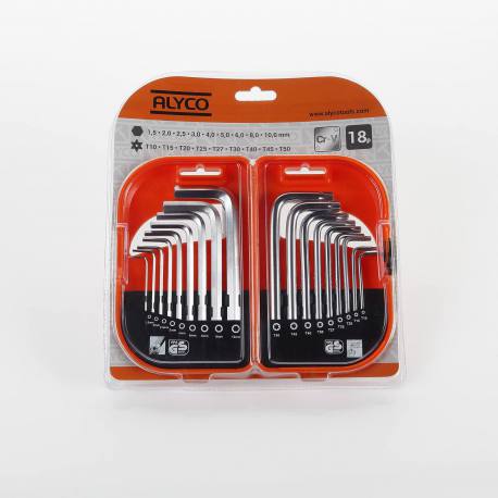 Juego de llaves allen y torx 18 piezas