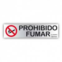 Señal prohibido fumar inoxidable adhesiva 5 x 20 cm