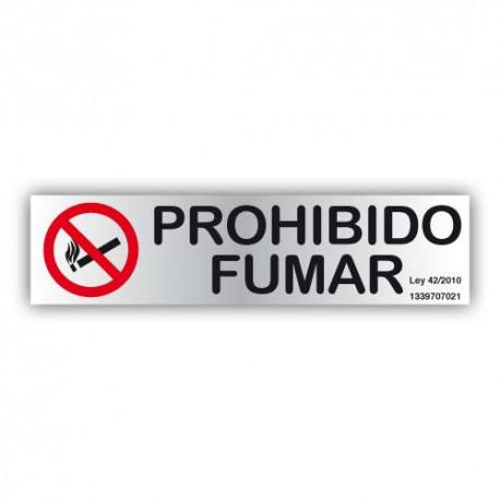 Señal prohibido fumar inoxidable adhesiva 5 x 20 cm