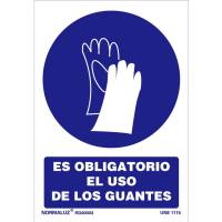 Señal PVC Obligatorio uso de guantes 21 x 30 cm