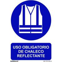 Señal PVC Obligatorio uso de chaleco reflectante 21 x 30 cm