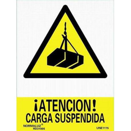 Señal PVC Precaución carga suspendida 30 x 40 cm Señal PVC Precaución carga suspendida 30 x 40 cm