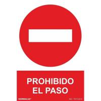 Señal PVC prohibido el paso de coches 21 x 30 cm