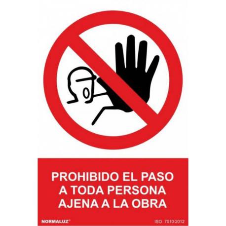 Señal PVC 21 x 30 Prohibido el paso a persona ajena a obra