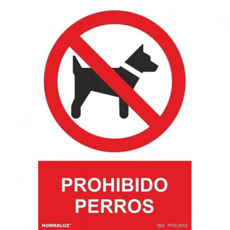 Señal PVC prohibido perros 21 x 30 cm