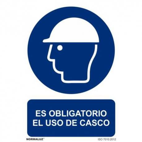 Señal PVC obligatorio uso de casco 21 x 30 cm
