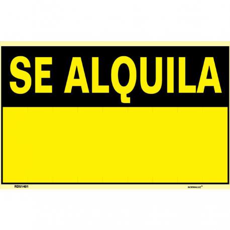 Señal PVC se alquila 35 x 45 cm