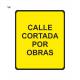 Señal bolsa textil calle cortada por obras 70 x 70 cm