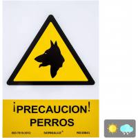 Señal PVC precaución perros 21 x 30 cm