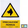 Señal PVC precaución perros 21 x 30 cm