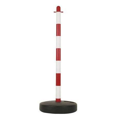 Poste con base para cadena rojo y blanco 90 cm Poste con base para cadena rojo y blanco 90 cm
