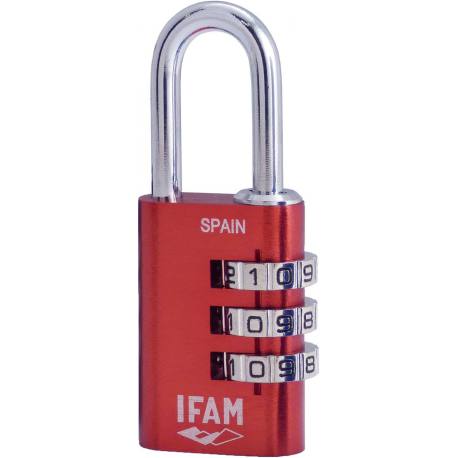 Candado aluminio Ifam con combinación 30 mm rojo