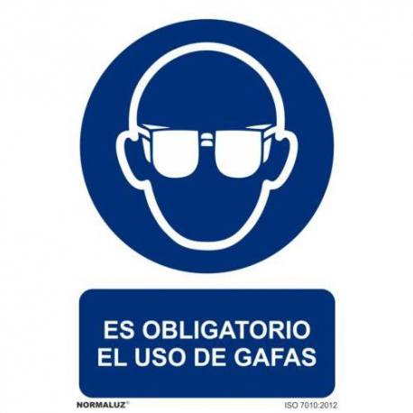 Señal PVC Obligatorio uso de gafas 21 x 30 cm