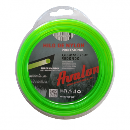 Hilo redondo de nylon Avalon para desbrozadora 1,65 mm x 15 m