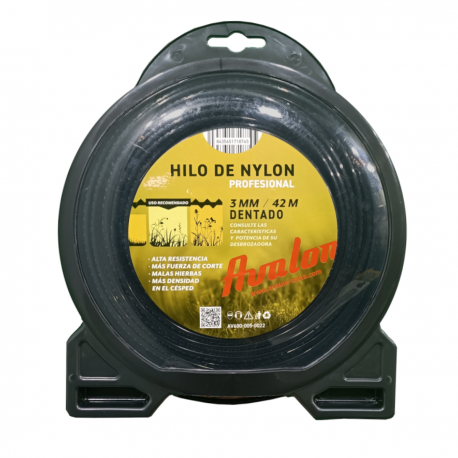 Hilo dentado de nylon Avalon para desbrozadora 3 mm x 42 m