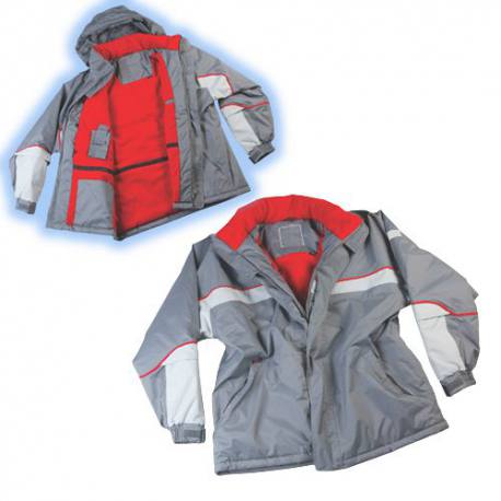 Parka antifri pol Mundaka gris y rojo con forro polar