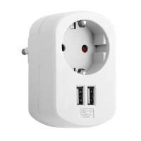 Adaptador combi 1 toma 16A + 2 USB 3.1A 250V blanco
