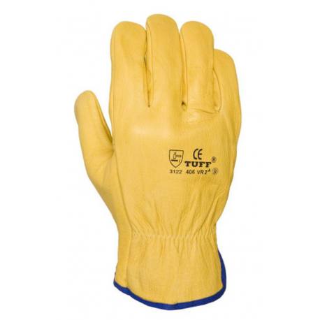 Guante Juba flor vacuno ribete amarillo Bolsa de 12 pares