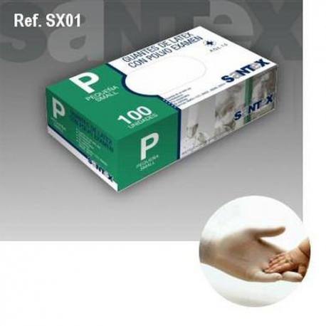 guante latex desechable con polvo 100 unid