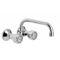 Grifo mural cromado para fregadero Genebre caño alto 11 cm