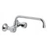 Grifo cromado mural para fregadero Genebre ca&ntilde;o alto 15 cm