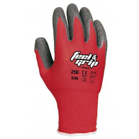 Guante Juba feel&grip nylon latex rojo Bolsa de 10 pares